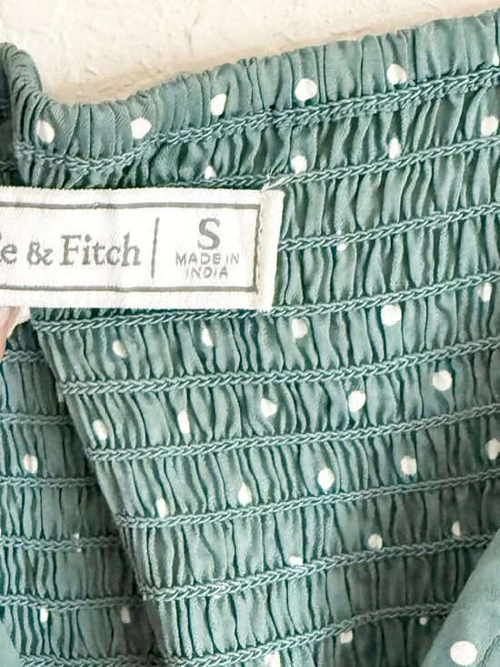 Abercrombie & Fitch Green Polka Dot Midi Dress Size Small - Picture 5 of 7